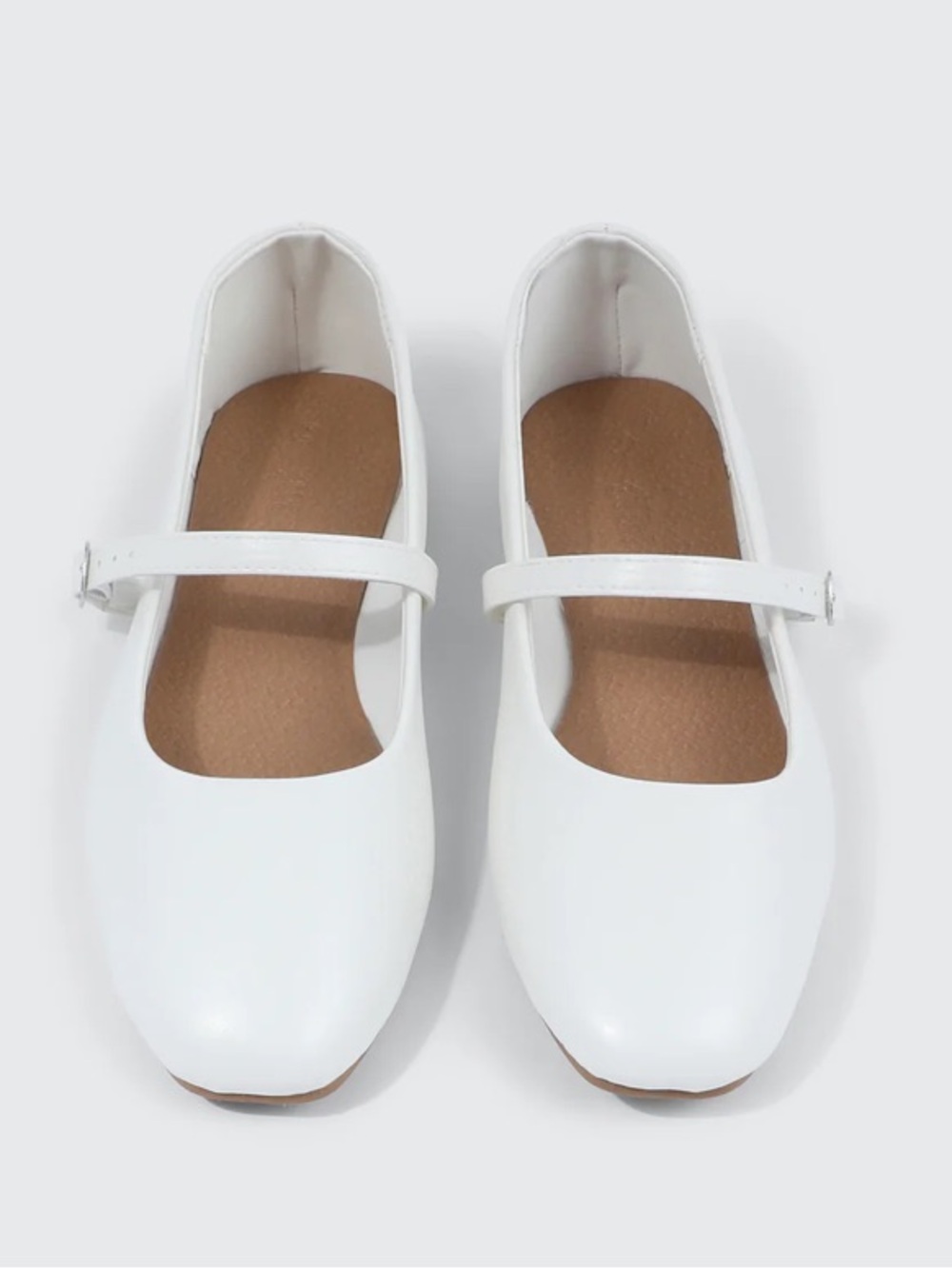 Ardene Square Toe Mary Jane Flats Adjustable Strap Comfort Foam White Size 8 NWT